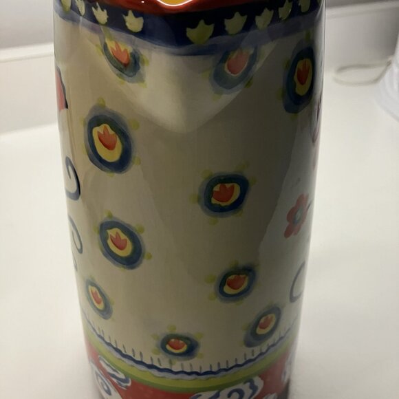 Kimberly Hodges Cupcakes & Cartwheels Cottagecore Ceramic Footed Pitcher 9" Tall - Picture 2 of 6